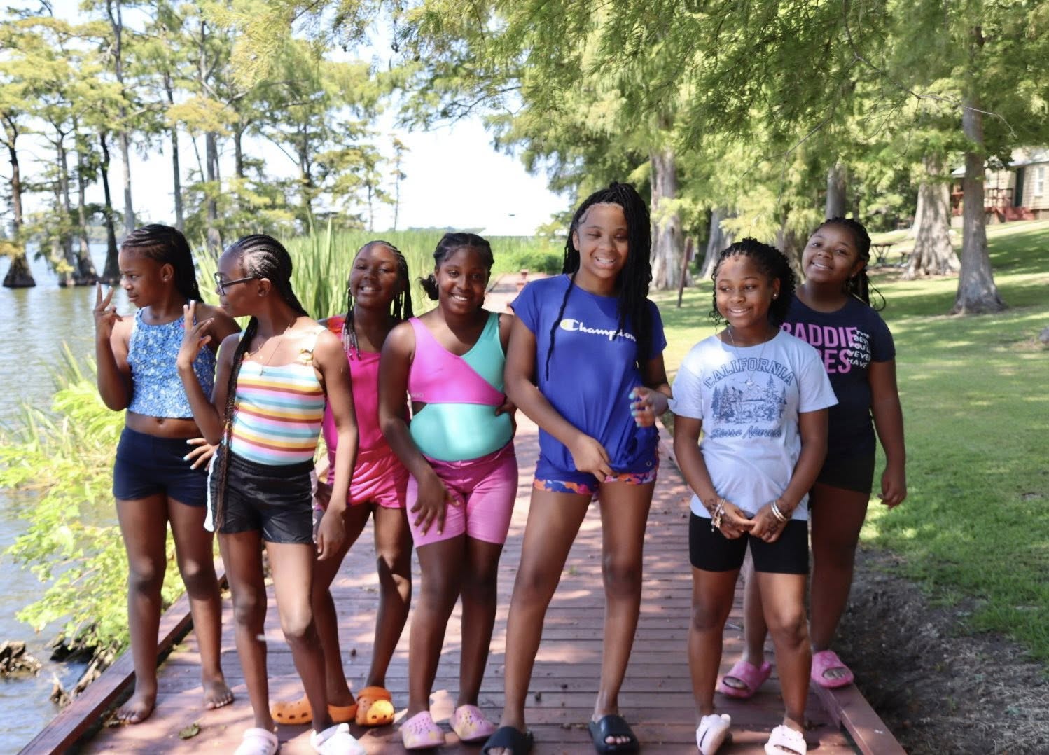 A group of girls posing for a picture.